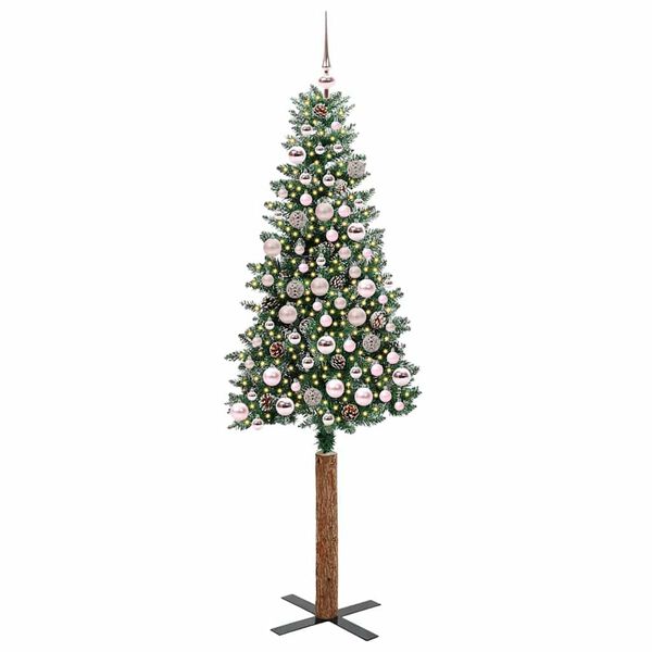 vidaXL Slim Christmas Tree Green 180 cm PVC and Solid Pine wood
