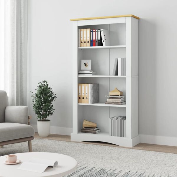 vidaXL 4-Tier Bookcase Mexican Pine Corona Range White 80x29x150 cm