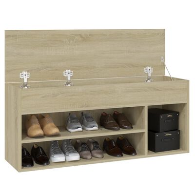 vidaXL Shoe Bench Sonoma Oak 105x30x45 cm Engineered Wood