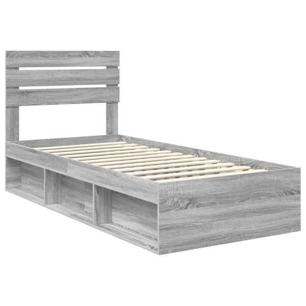 vidaXL Bed Frame Grey Sonoma 90 x 190 cm Solid Pine Wood
