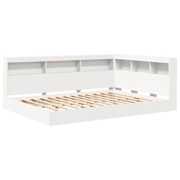 vidaXL Bookcase Bed with Headboard White 160 x 200 cm Engineered wood