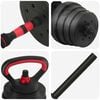 vidaXL 4-in-1 Dumbbell Set Black and Red 121 x 19.5 x 19.5 cm