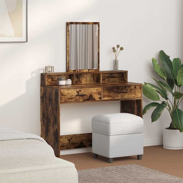 vidaXL Dressing Table Smoked Oak 100 x 41 x 140 cm Engineered Wood
