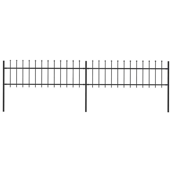 vidaXL Garden Fence with Spear Top Steel 359x60 cm Black