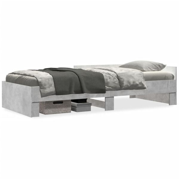 vidaXL Bed Frame without Mattress Concrete Grey 75x190 cm Small Single Engineered Wood