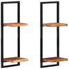 vidaXL Wall Shelves 2 pcs 25x25x75 cm Solid Wood Acacia and Steel