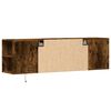 vidaXL TV Wall Cabinet with LED Lights Smoked Oak 135x31x39.5 cm
