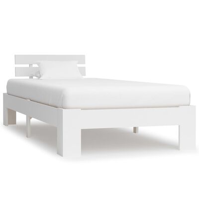 Vidaxl Bed Frame White Solid Pine Wood, White And Wooden Bed Frame Queen Size Uk