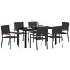 vidaXL Garden Dining Set with Cushion 7 pcs Black Poly Rattan