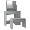 vidaXL Dressing Table Set with LED Grey Sonoma Engineered Wood