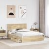 vidaXL Storage Bed with Drawer Sonoma Oak 160 x 200 cm Engineered Wood