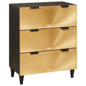 vidaXL Sideboard Black and Gold 60 x 33 x 75 cm Solid mango wood