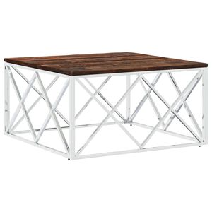 vidaXL Coffee Table Stainless Steel and Solid Wood Reclaimed
