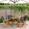 vidaXL 5 Piece Garden Dining Set Black Poly Rattan and Solid Wood