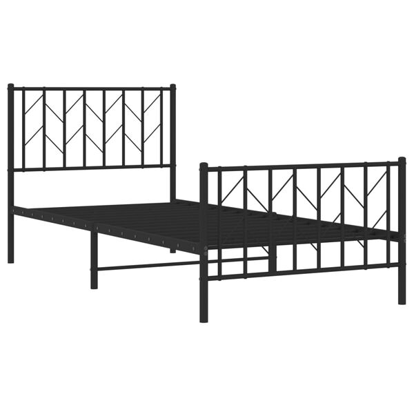 vidaXL Metal Bed Frame without Mattress with Footboard Black 90x200cm