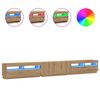 vidaXL TV Cabinet with LED Lights Artisan Oak 300x35x40 cm Engineered Wood