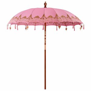 vidaXL Balinese Parasol Pink 215 x 215 x 260 cm Cotton and Wood