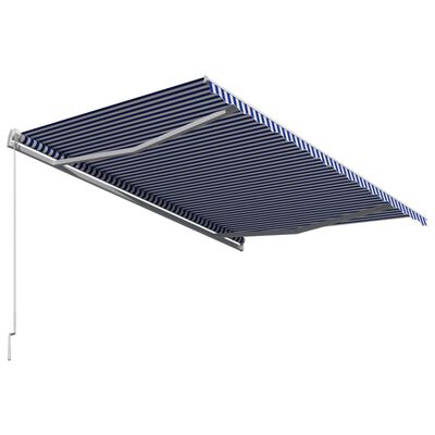 vidaXL Manual Retractable Awning 450x300 cm Blue and White