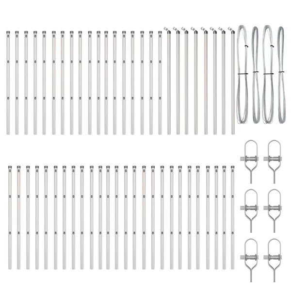 vidaXL Fence Post Other 52 pcs Grey 3.2 x 3.2 x 120 cm Steel
