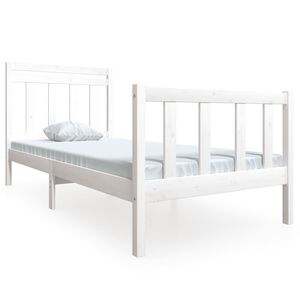 vidaXL Bed Frame without Mattress White Solid Wood 100x200 cm (810073+814080)