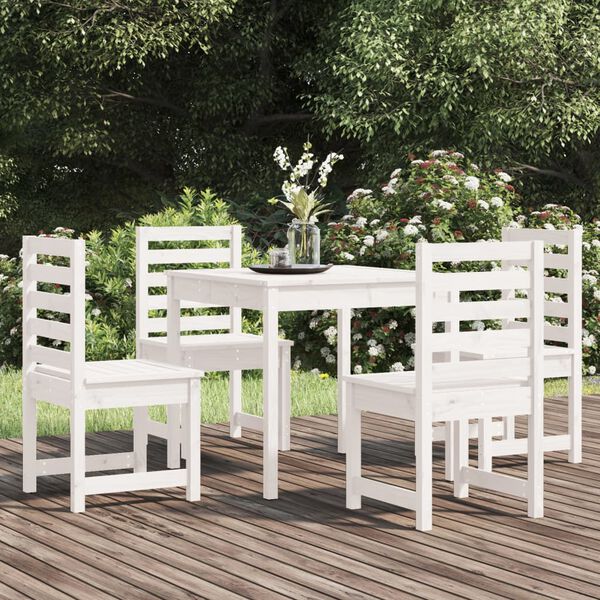 vidaXL 5 Piece Garden Dining Set White Solid Wood Pine