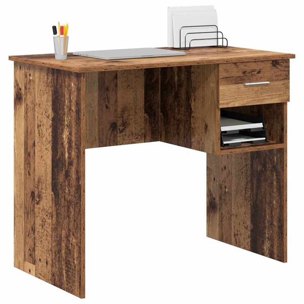 vidaXL Desk with Drawer Old Wood 90 x 49 x 75 cm Engineered Wood