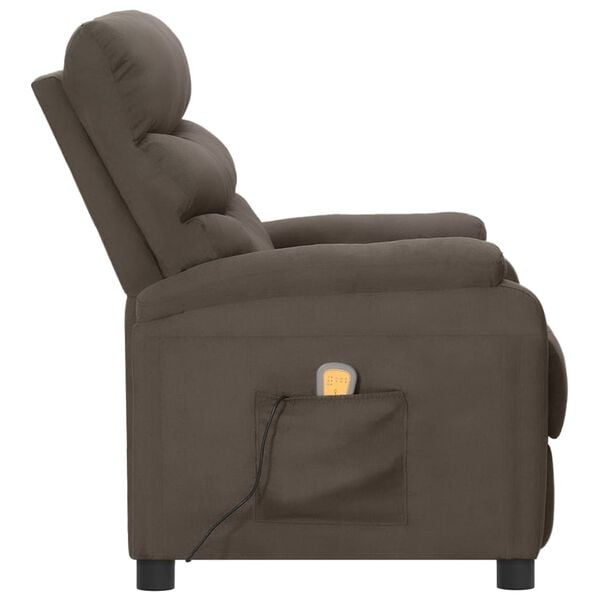 vidaXL Wing Back Massage Reclining Chair Grey Faux Leather