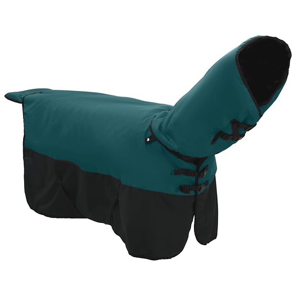 vidaXL Horse Blanket Dark Green and Black 135 cm Polyester