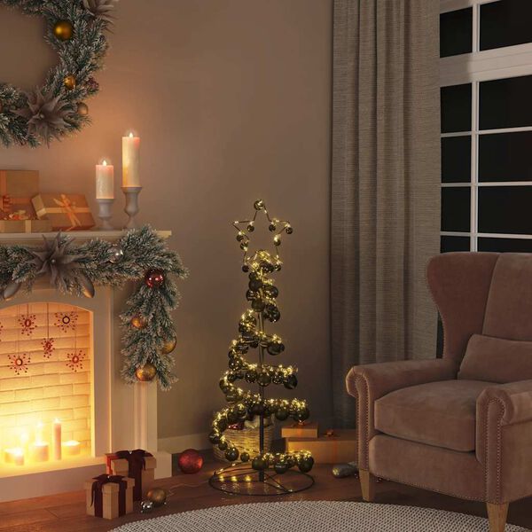 vidaXL LED Christmas Tree with Baubles 80 LEDs Warm White 120 cm