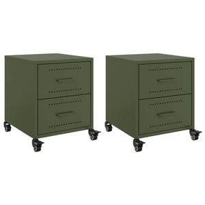 vidaXL Bedside Cabinets 2 pcs Olive Green 36x39x43.5 cm Steel