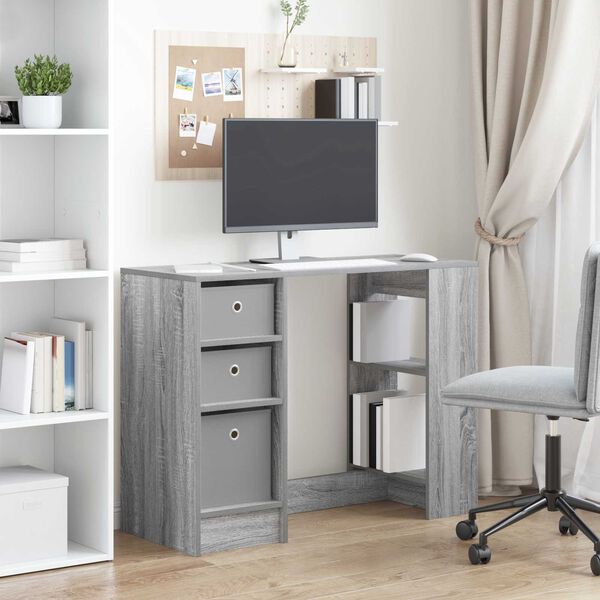 vidaXL Desk with Drawer Grey Sonoma 100 x 40 x 75 cm Engineered Wood