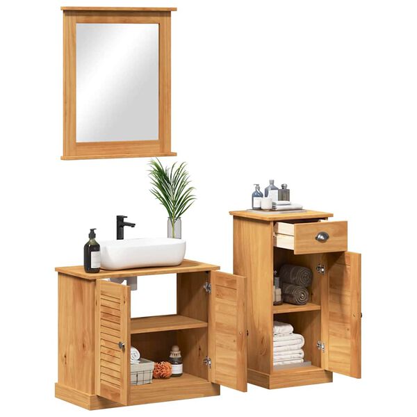 vidaXL Bathroom Furniture Set VIGO 3 pcs Brown 37 x 34 x 80 cm