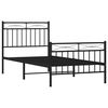 vidaXL Metal Bed Frame without Mattress with Footboard Black 90x190cm