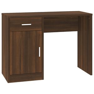 vidaXL Desk with Drawer&Cabinet Brown Oak 100x40x73 cm Engineered Wood