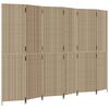 vidaXL Room Divider 6 Panels Beige Poly Rattan