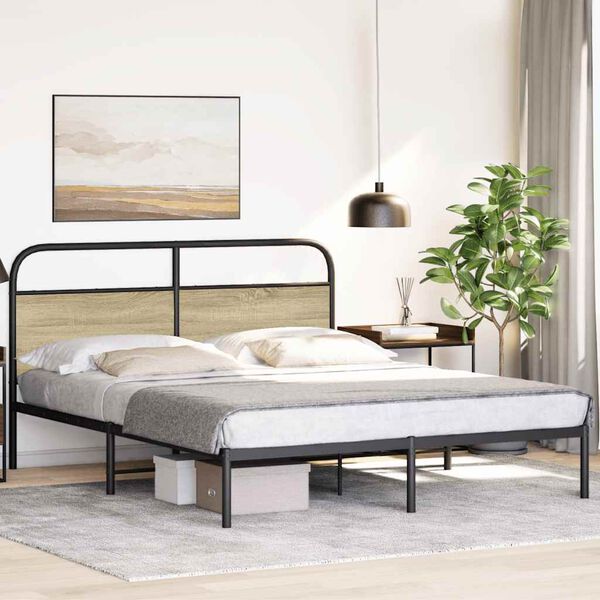 vidaXL Bed Frame Without Mattress 160x200 cm Sonoma Oak Engineered Wood
