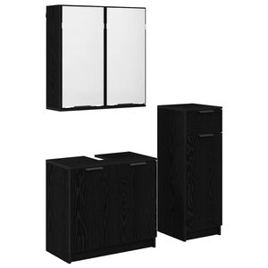 vidaXL Bathroom Furniture Set 3 pcs Black Oak Engineered Wood