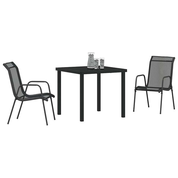 vidaXL Garden Dining Set 3 pcs Black Textilene and steel