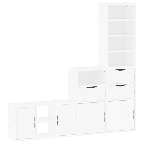 vidaXL 4 Piece TV Units with Storage ODDA White Solid Wood Pine
