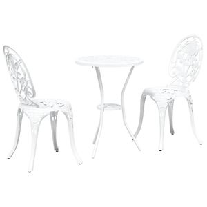 vidaXL Garden Bistro Set 3 pcs White Aluminium
