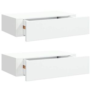 vidaXL Wall-mounted Drawer Shelves 2 pcs White 40x23.5x10 cm MDF