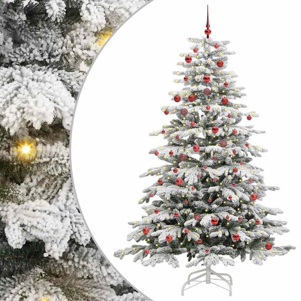 vidaXL Artificial Hinged Christmas Tree White 210 cm PE and PVC