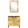 vidaXL Bathroom Cabinet Set 2 pcs Black and Gold Solid Mango Wood