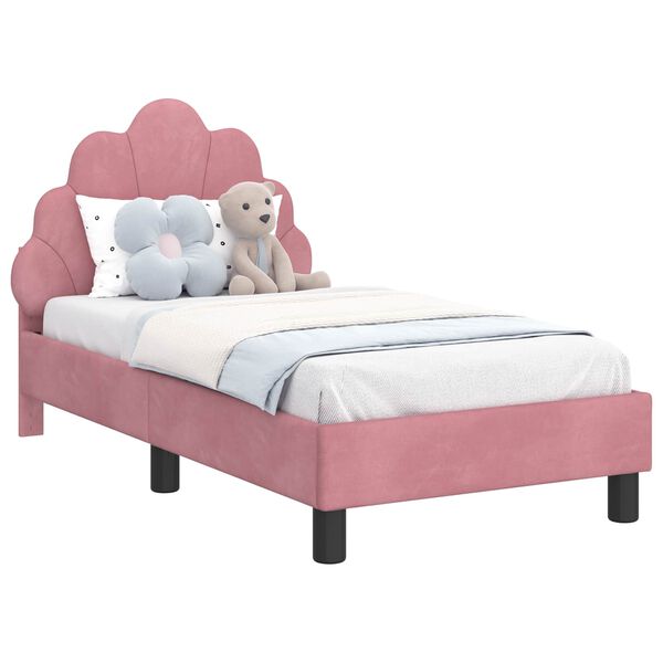 vidaXL Toddler Bed Frame with Headboard Pink 70 x 140 cm Velvet