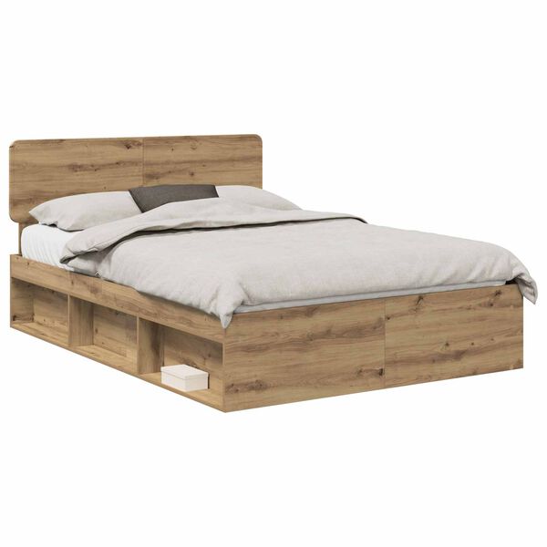 vidaXL Bed Frame Artisian Oak 160 x 200 cm Solid Pine Wood