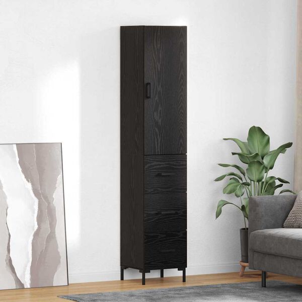 vidaXL Highboard Black Oak 34.5 x 34 x 180 cm Engineered Wood