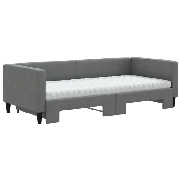 vidaXL Daybed with Trundle and Mattresses Dark Grey 90x190 cm Fabric