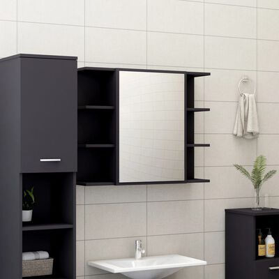 vidaXL Bathroom Mirror Cabinet Grey 80x20.5x64 cm Chipboard