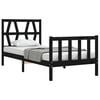 vidaXL Bed Frame without Mattress Black Small Single Solid Wood Pine