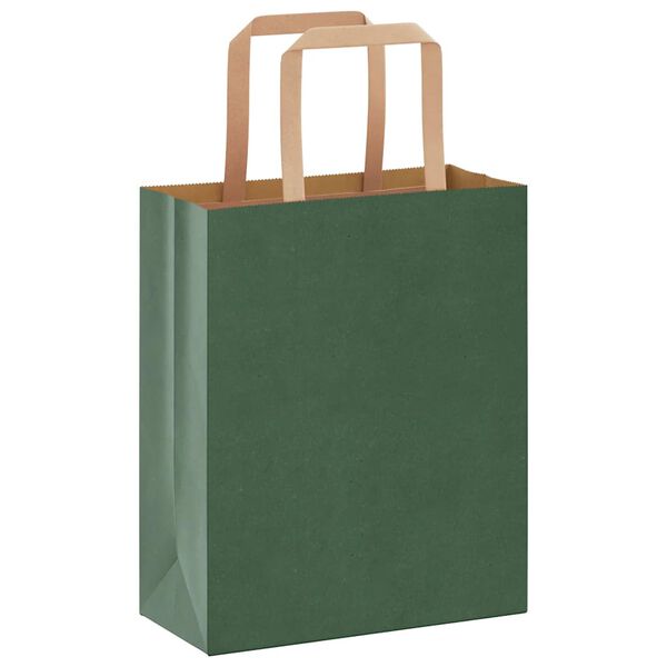 vidaXL Paper Bags 50 pcs with Handles Green 18x8x22 cm